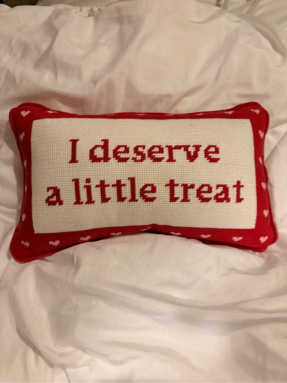 I Deserve a Little Treat Red Decorative Pillow by